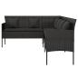 Preview: Gartensofa in L-Form mit Kissen Schwarz Poly Rattan