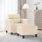 Preview: ARDEBO.de - Sessel mit Hocker Beige 60 cm Mikrofasergewebe