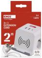 Preview: EMOS P0222CQ Steckdosenwürfel, 2 Steckdosen, 2×USB-A+1×USB-C+Qi, 2m, 1,5mm², weiß (1922120200)