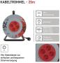 Preview: EMOS P09225M Kabeltrommel, SCHUKO, 4 Steckdosen, Länge 25m, 2,5mm², PVC, rot (1928042501)