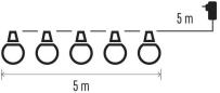 Preview: EMOS DCPW01 LED Lichterkette, 10x Partylichter milchig, 5m, Außen und Innen, mweiß (1550000000)