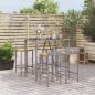 Preview: ARDEBO.de - 5-tlg. Gartenbar-Set Grau Poly Rattan & Massivholz Akazie