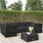 Preview: ARDEBO.de - 6-tlg. Garten-Lounge-Set mit Kissen Schwarz Poly Rattan