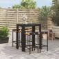 Preview: ARDEBO.de - 5-tlg. Gartenbar-Set Schwarz Poly Rattan & Massivholz Akazie