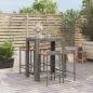 Preview: ARDEBO.de - 5-tlg. Gartenbar-Set Grau Poly Rattan & Massivholz Akazie