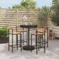 Preview: ARDEBO.de - 5-tlg. Gartenbar-Set Schwarz Poly Rattan & Massivholz Akazie