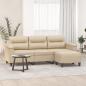 Preview: ARDEBO.de - 3-Sitzer-Sofa mit Hocker Creme 180 cm Mikrofasergewebe