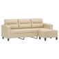 Preview: 3-Sitzer-Sofa mit Hocker Creme 180 cm Mikrofasergewebe