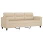 Preview: 3-Sitzer-Sofa mit Hocker Creme 180 cm Mikrofasergewebe