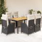 Preview: ARDEBO.de - 7-tlg. Garten-Essgruppe mit Kissen Schwarz Poly Rattan