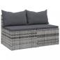 Preview: Garten-Mittelsofas mit Kissen 2 Stk. Grau Poly Rattan