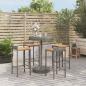 Preview: ARDEBO.de - 5-tlg. Gartenbar-Set Grau Poly Rattan & Massivholz Akazie