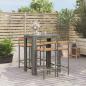 Preview: ARDEBO.de - 5-tlg. Gartenbar-Set Grau Poly Rattan & Massivholz Akazie