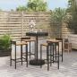 Preview: ARDEBO.de - 5-tlg. Gartenbar-Set Schwarz Poly Rattan & Massivholz Akazie