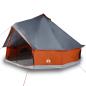 Preview: Tipi-Familienzelt 6 Personen Grau und Orange Wasserdicht