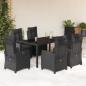 Preview: ARDEBO.de - 7-tlg. Garten-Essgruppe mit Kissen Schwarz Poly Rattan