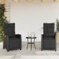 Preview: ARDEBO.de - Gartensessel mit Fußteil 2 Stk. Verstellbar Schwarz Poly Rattan