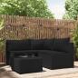 Preview: ARDEBO.de - 4-tlg. Garten-Lounge-Set mit Kissen Schwarz Poly Rattan