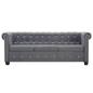 Preview: Chesterfield Sofa 3-Sitzer Samtbezug 199x75x72 cm Grau