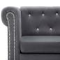 Preview: Chesterfield Sofa 3-Sitzer Samtbezug 199x75x72 cm Grau