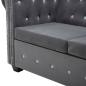 Preview: Chesterfield Sofa 3-Sitzer Samtbezug 199x75x72 cm Grau