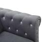 Preview: Chesterfield Sofa 3-Sitzer Samtbezug 199x75x72 cm Grau