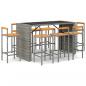 Preview: 9-tlg. Gartenbar-Set Grau Poly Rattan & Massivholz Akazie