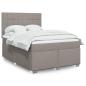 Preview: ARDEBO.de - Boxspringbett mit Matratze Taupe 140x190 cm Stoff