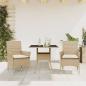 Preview: ARDEBO.de - 3-tlg. Garten-Essgruppe mit Kissen Beige Poly Rattan und Glas