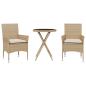 Preview: 3-tlg. Bistro-Set mit Kissen Beige Poly Rattan und Glas