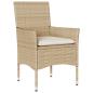 Preview: 3-tlg. Bistro-Set mit Kissen Beige Poly Rattan und Glas