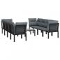 Preview: 9-tlg. Garten-Lounge-Set Schwarz und Grau Poly Rattan