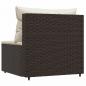 Preview: Garten-Mittelsofa mit Kissen Braun Poly Rattan