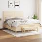 Preview: ARDEBO.de - Boxspringbett mit Matratze Creme 160x200 cm Stoff