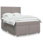 Preview: ARDEBO.de - Boxspringbett mit Matratze Taupe 140x190 cm Stoff