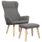 Preview: Relaxsessel mit Hocker Hellgrau Stoff