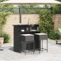 Preview: 3-tlg. Gartenbar-Set mit Kissen Schwarz Poly Rattan