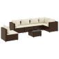 Preview: 7-tlg. Garten-Lounge-Set mit Kissen Braun Poly Rattan