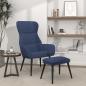 Preview: ARDEBO.de - Relaxsessel mit Hocker Blau Stoff