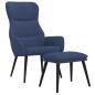 Preview: Relaxsessel mit Hocker Blau Stoff