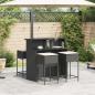 Preview: 5-tlg. Gartenbar-Set mit Kissen Schwarz Poly Rattan