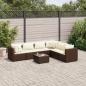 Preview: ARDEBO.de - 7-tlg. Garten-Lounge-Set mit Kissen Braun Poly Rattan