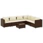 Preview: 7-tlg. Garten-Lounge-Set mit Kissen Braun Poly Rattan