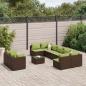 Preview: ARDEBO.de - 10-tlg. Garten-Sofagarnitur mit Kissen Braun Poly Rattan