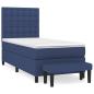 Preview: Boxspringbett mit Matratze Blau 90x190 cm Stoff