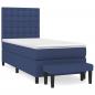 Preview: Boxspringbett mit Matratze Blau 100x200 cm Stoff