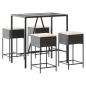 Preview: 5-tlg. Gartenbar-Set mit Kissen Schwarz Poly Rattan