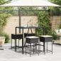 Preview: 5-tlg. Gartenbar-Set mit Kissen Schwarz Poly Rattan