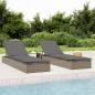 Preview: ARDEBO.de - Sonnenliege 1 Stk. mit Tisch Grau Poly Rattan