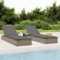 Preview: ARDEBO.de - Sonnenliege 1 Stk. mit Auflage Grau 201x55x62 cm Poly Rattan